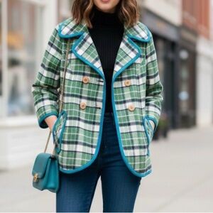 Anthropologie Tabitha plaid barn coat